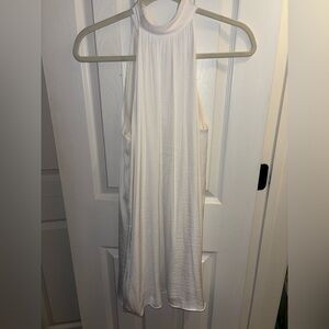 Cute White Column Silhouette Dress With Back Tie